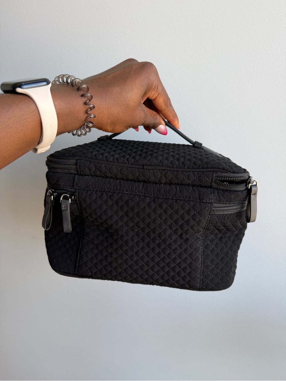 Vera Bradley Black Quilted Travel Cosmetic Case with Top Handle - Picture 3 of 7